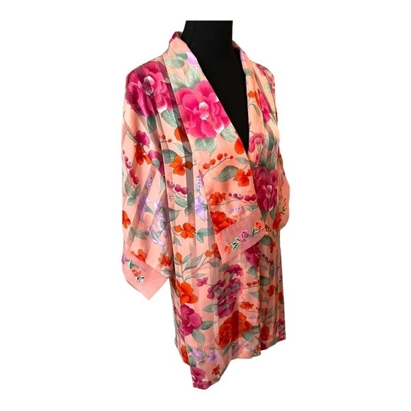 Vintage VS Embroidered Floral Chiffon Kimono M - Picture 4 of 12